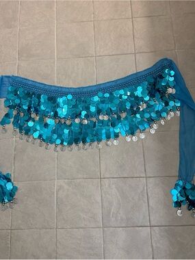 Women’s Sequin Coin Hip Scarf - Blue